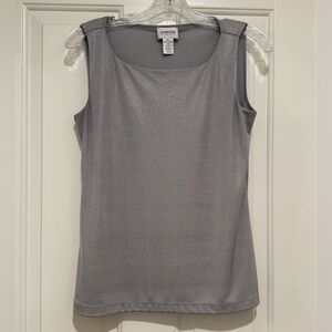 Chico's Travelers Sleeveless Silver Sparkle Tank
